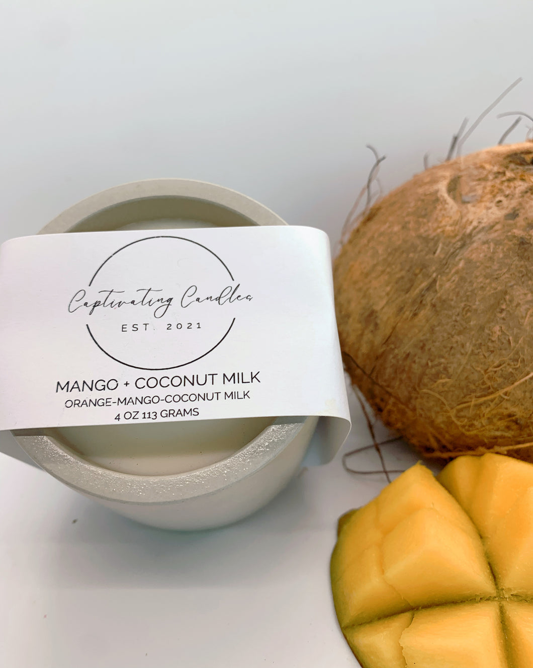 Mango + Coconut Milk Concrete Soy Wax Candle (4 oz)