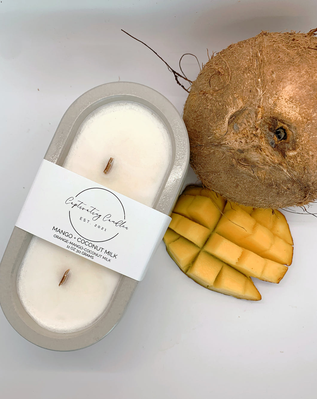 Mango + Coconut Milk Concrete Soy Wax Candle (11 oz)