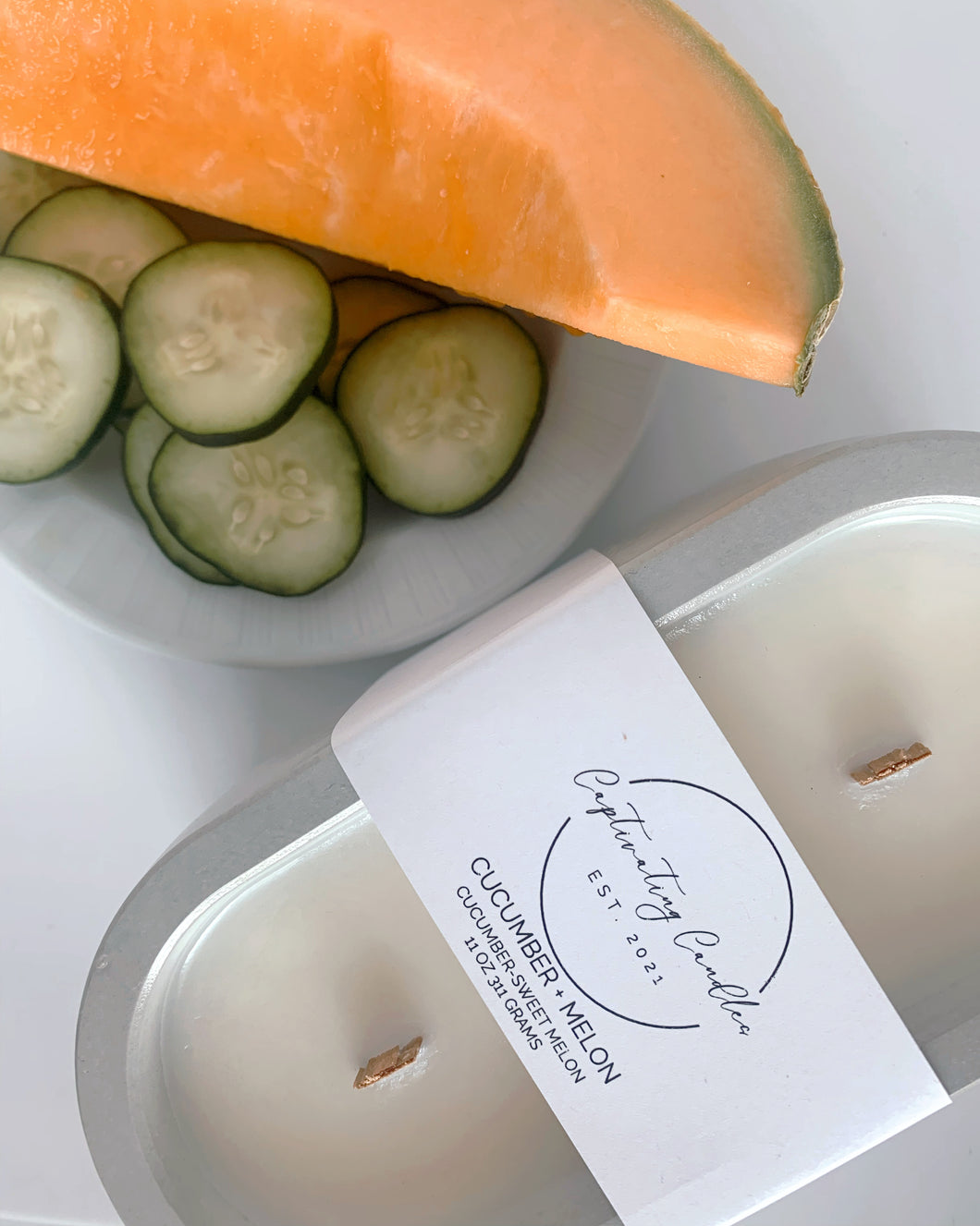 Cucumber + Melon Concrete Soy Wax Candle (11 oz)