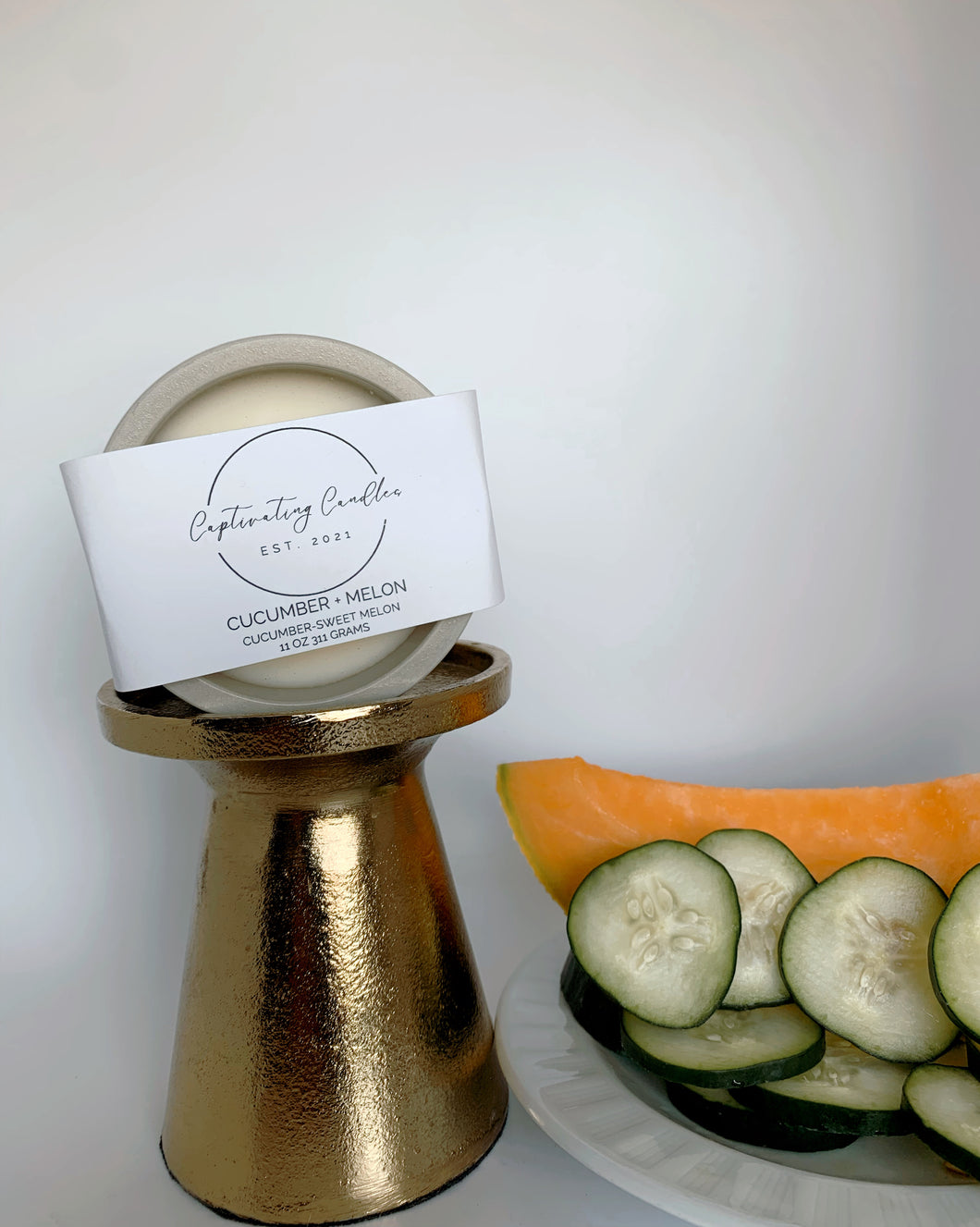 Cucumber + Melon Concrete Soy Wax Candle (4 oz)